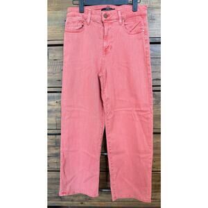 Fidelity Jeans Women's 27 Coral Malibu High Wide Leg Crop Denim Made USA Stretch
